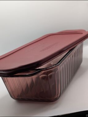 Pyrex 213 S Clear Glass Ribbed 1.5 Qt. Glass Bread Dish, 9x5x3.